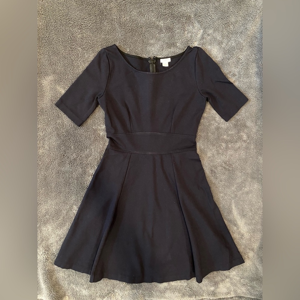 J. Crew Navy Flare Midi Dress